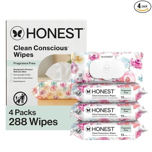 The Honest Company Hypoallergenic Multi-Use Baby Wipes for Sensitive Skin, Rose Blossom, 288 Count