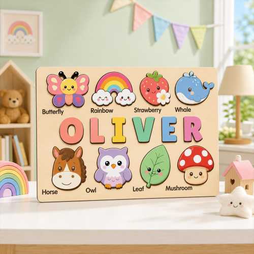 Personalized Name Puzzle For Kids, Custom Wooden Montessori Toy, Toddler Name Learning Board, Baby Shower Gift,  Birthday Gift