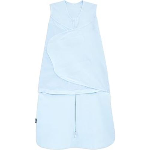 HALO 100% Cotton Sleepsack Swaddle, 3-Way Adjustable Wearable Blanket, TOG 1.5, Baby Blue, Newborn, 0-3 Months