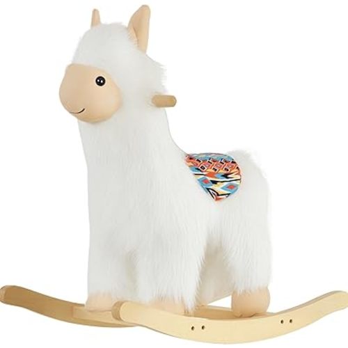 Qaba Kids Ride-On Rocking Horse Toy Llama Style Rocker Soft Plush Fabric for Children 3+ Years