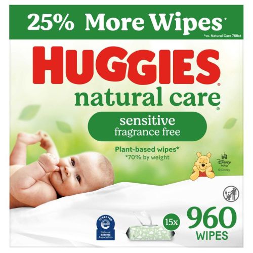 Huggies Natural Care Sensitive Unscented Baby Wipes- 15 pack (960ct total wipes)