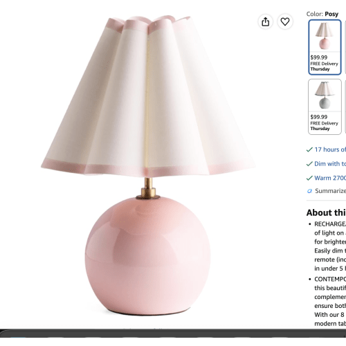 Lighting Cecily Rechargeable Ceramic Table Lamp 15" - Cordless Lamp