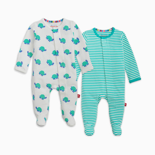 Magnetic Me Cloudstretch Magnetic Footie (2-Pack) - Green Multi, 3-6 M
