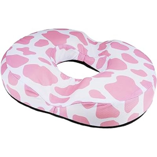 Cow Print Donut Pillow Seat Cushion for Tailbone Pain Relief and Hemorrhoids, Home Office Chair Cushion for Long Sitting Work, Memory Foam Car Seat Cushions for Driving Butt Pain Postpartum Pregnancy