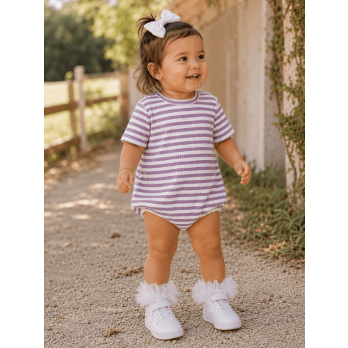 Violet Stripe / Ribbed T-Shirt Bubble