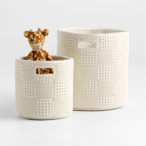 Nella Cream Organic Cotton Floor Storage Bin with Handles