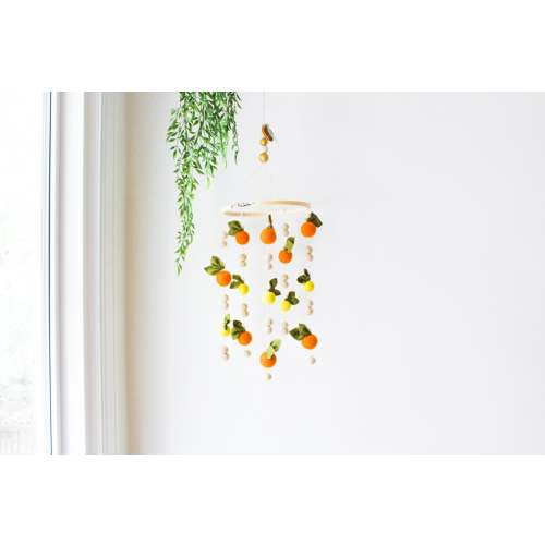 Clementine Baby Mobile: Wool Felt Citrus Nursery Decor