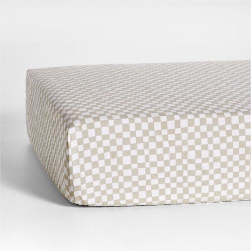 Venice Natural Taupe 100% Organic Cotton Baby Crib Fitted Sheet by Leanne Ford