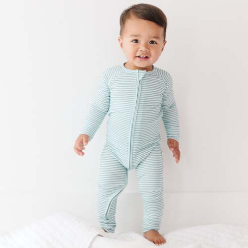 Stone Small Stripe Ribbed Zip Romper