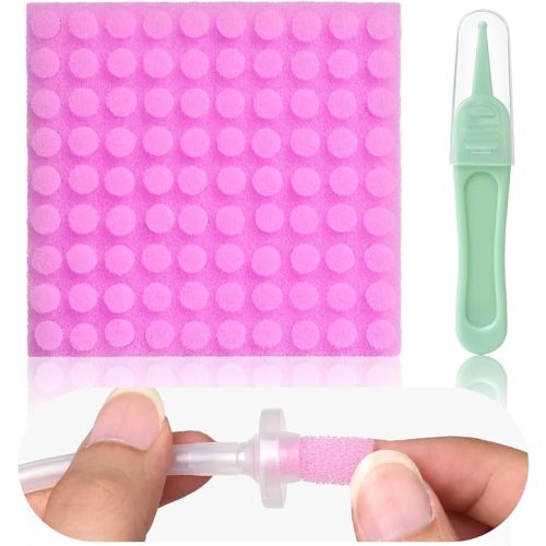 Replacement for Nosefrida Nasal Aspirator Filters, 100-Pack of Premium Nasal Aspirator Hygiene Sponges, with Nose Cleaning Tweezers (Red,100 Count)