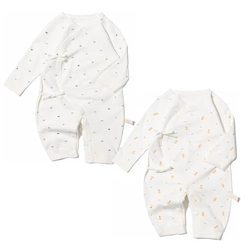 Cherie Kids 100% Organic Cotton Soft 0-6 Months 2-Piece Unisex Footless Newborn Baby Sleepers Pajamas Romper Boys Girls