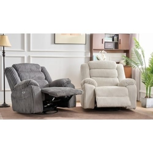 Extra-wide 270° Rotating Heated Massage Electric Recliner with USB/Type-C Charging Port