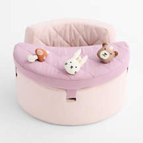 Organic Washable Purple Baby Activity Chair with Lunar Sun Baby Rattle Set