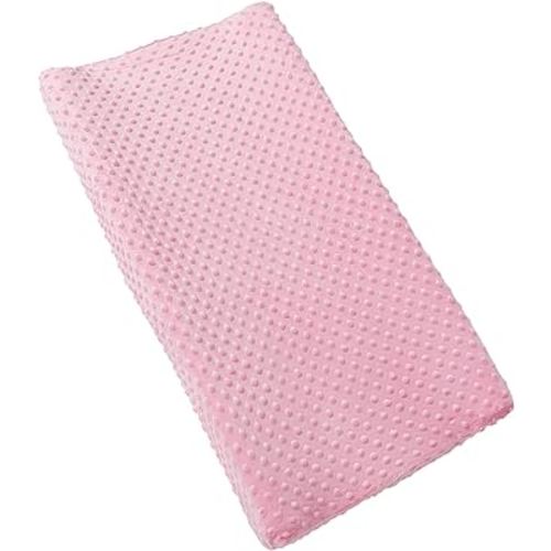 Solid Changing Table Pad Cover Cradle Sheet, Fits 32"/34''x16 Contoured Diaper Changing Pad, Ultra Soft Cozy Dots Plush Changing Table Covers, Breathable Wipeable Removable (Candy Pink)
