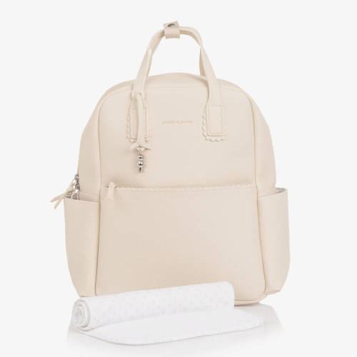 Pasito a Pasito Walking Mum - Cream Faux Leather Changing Backpack (38cm) | Childrensalon