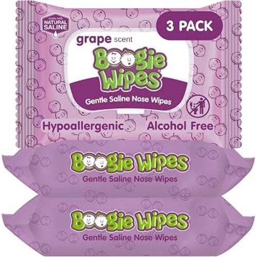 Boogie Saline Nose Wipes Grape Scent - 90 Count