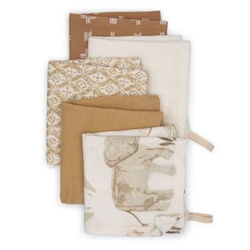 Kendi 5-pc. Cotton Baby Washcloth Set (Safari Animal)
