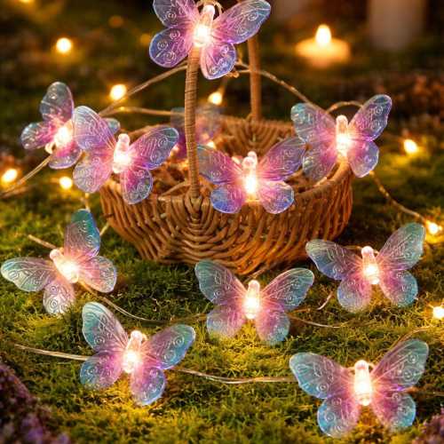 Butterfly Fairy Lights | Warm White LED String Lights for Decor (Battery/USB)