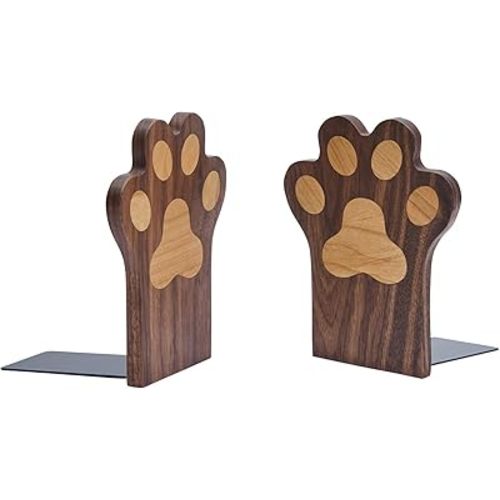 Pandapark Paw Bookends,Non-Skid Bookend for Shelves,Heavy Duty Bookends,Book Stand for Books/CDs,1 Pair
