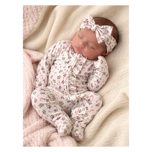 Cottage Floral Baby Pajamas | Ruffle Zipper Romper