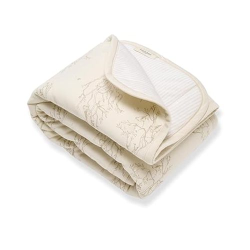 Burt's Bees Baby Reversible Blanket, Nursery, Stroller & Tummy-Time Organic Jersey Cotton Quilted Infant & Toddler Bedding