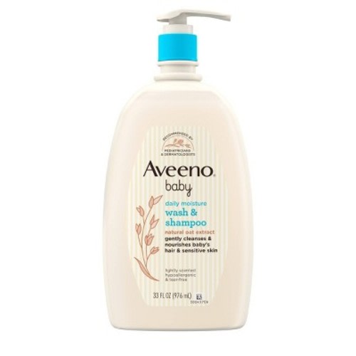 Aveeno Baby Gentle Wash & Shampoo with Natural Oat Extract For Sensitive Hair & Skin - Lightly Scented - 33 fl oz