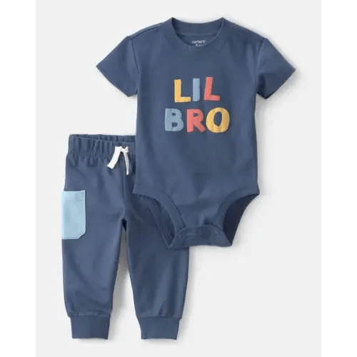Baby Boy 2-Piece 'Lil Bro' Bodysuit & Pant Set - Blue | Carter's