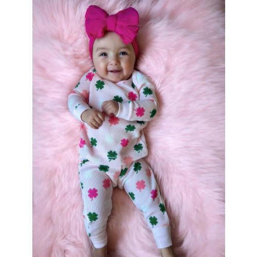 Organic Waffle 2-Piece Set, Pink Clover