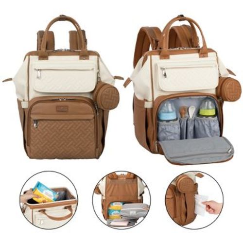BabbleRoo Diaper Bag Backpack, Spacious & Stylish Nappy Organizer, Caramel Cream, 1 pc