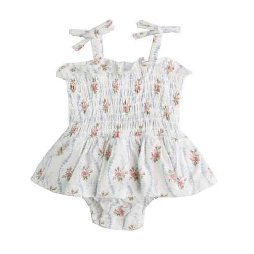 Angel Dear® Flower Print Skirted Bodysuit (Baby Girl) at Von Maur