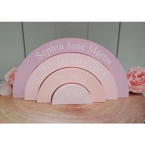 Personalised Wooden Rainbow: New Baby Nursery Decor, keepsake gift