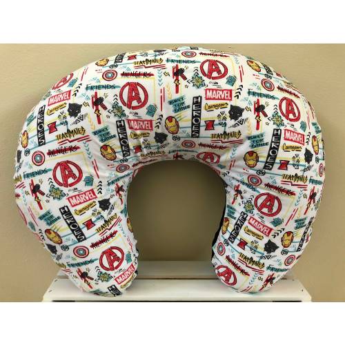 Marvel Avengers Heroes Nursing Pillow Cover - Captain America, Iron Man, Thor, Superhero Symbols and Masks - ADD A MATCHING BIB!