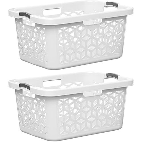 EconoHome Laundry Basket - Large 2 Bushel Laundry Basket with Handles - Stackable Plastic Hamper for Dirty Clothes - Storage Bin & Organizer for Bathroom, Bedroom - White, 70.5L Capacity – Heavy Duty