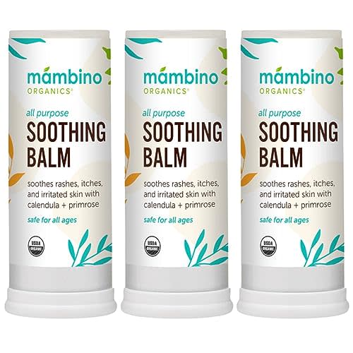 Mambino Organics All Purpose Soothing Balm – Organic Egyptian Calendula & Evening Primrose – Itch Relief for Bug Bites, Diaper Rash, Chafing, Irritated Skin – Cruelty-Free Skin Care, 3-Pack
