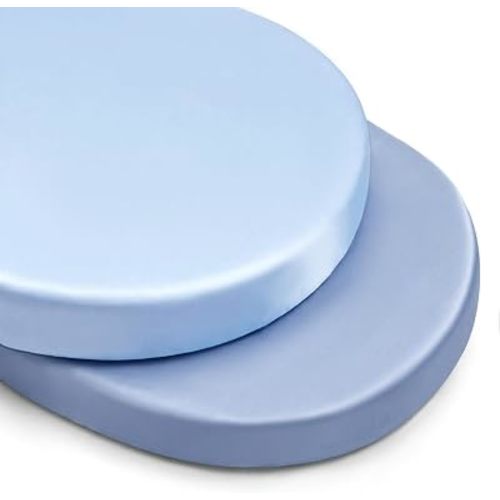 2 Pack Satin Bassinet Sheets, Light Blue & Haze Blue