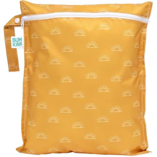 Bumkins Waterproof Wet Bag for Baby, Travel, Swim Suit, Cloth Diapers, Pump Parts, Pool, Beach, Gym Clothes, Toiletry, Hook to Stroller, Daycare, Zipper Reusable Wetdry Packing Pouch, Yellow