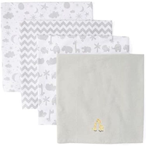 Spasilk Baby 4 Pack 100% Cotton Flannel Receiving Blanket