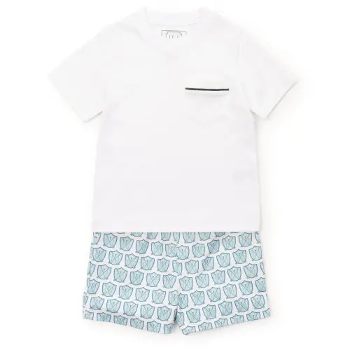 Short Set - Golf Crest Blue 6-12m