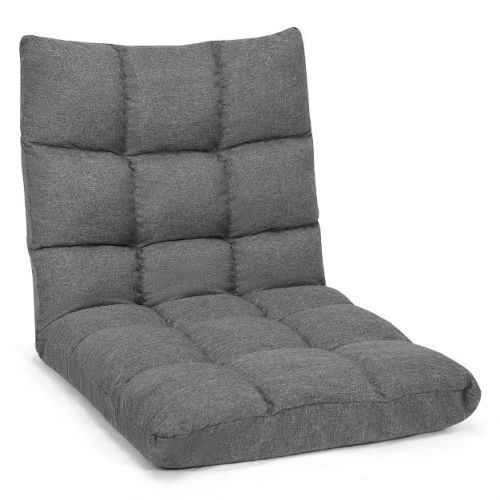 Costway Adjustable 14-Position Floor Chair Folding Sofa Lounge Chair Gray