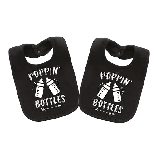 YSCULBUTOL Baby Twins Bibs Poppin Bottles Newborn Baby Cute Unisex Bibs Infant Twin Outfits