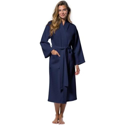 Turquaz Lightweight Full-Length Robes For Women Waffle Kimono Bathrobe - Soft, Fast-Drying, Long-Lasting Cotton Blend Unisex