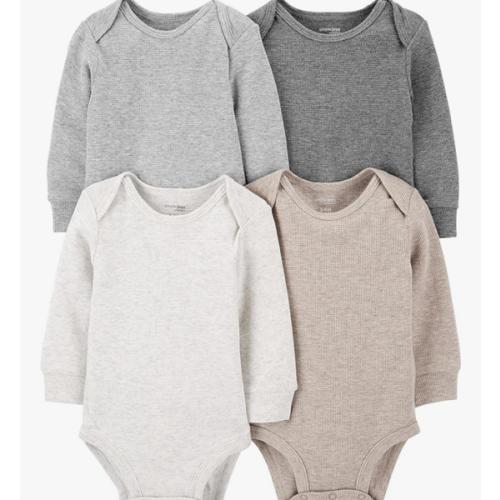 Simple Joys by Carter's Baby 4-pack Soft Thermal Long Sleeve Bodysuits
