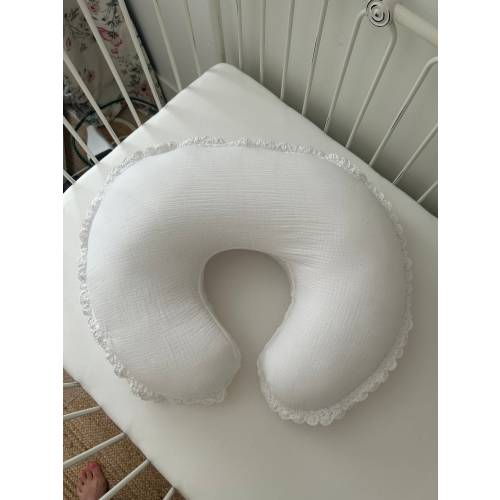 Crochet scalloped boppy muslin cover - handmade 100% cotton