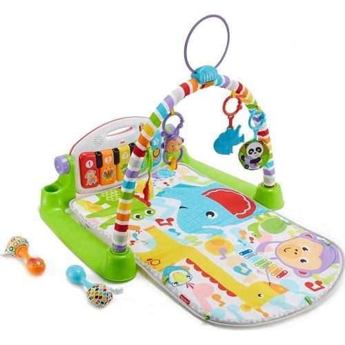 Fisher-Price Baby Playmat Deluxe Kick & Play Piano Gym for Learning & 2 Maracas Soft Rattles for Newborn to Toddler Play Ages 0+ Months