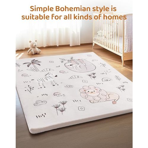 ROBUD Baby Play Mat, Baby Floor Play Mat, 50×50in Kids Play Mat with Non-Slip Pad，Foldable and Machine Washable Foam Play Mat for Baby Aged 0+, WF010