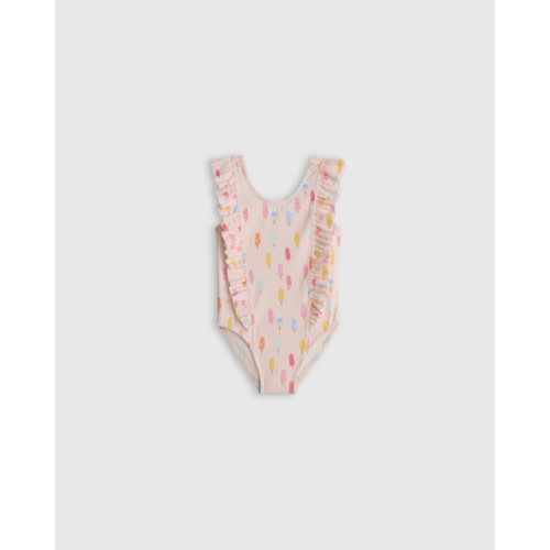 Ruffle One Piece Swimsuit - Baby in Rust Stripe