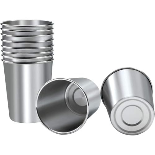Ruisita Resinta 10 Pieces 8 Ounce Stainless Steel Cups Metal Pint Cups Shatterproof Drinking Glasses for Kids or Adults (8 oz)