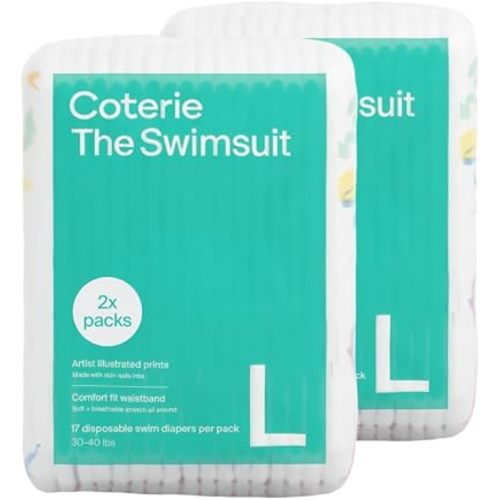 Coterie Baby Swim Diapers, Size Large (30-40 lbs), 2-Pack