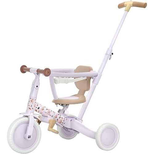 newyoo Lume TR008 Tricycle for Toddlers 1-3, 5-in-1 Push Bike with Parent Handle & Safety Guard, Convertible Balance Bike, Ideal Gift for 1-3 Year Olds, Lilac