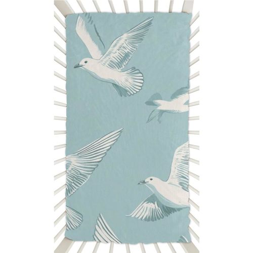 Baby Crib Sheet Pigeon Light Blue Fitted Sheet for Boys Girls Microfiber Cradle Sheets Breathable Crib Cover Fit for Standard Mattress 52 x 28 in